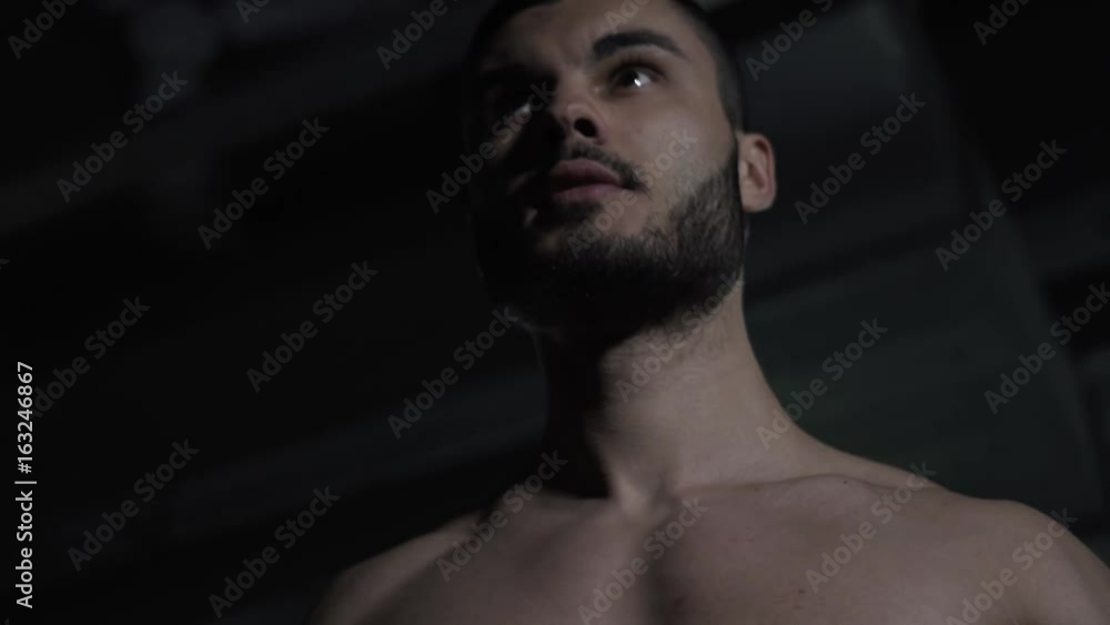 Male Bodybuilder Working Out with Dumbbells, Doing Biceps Exercise. Male Bodybuilder Working Out with Dumbbells, Doing Biceps Exercise.