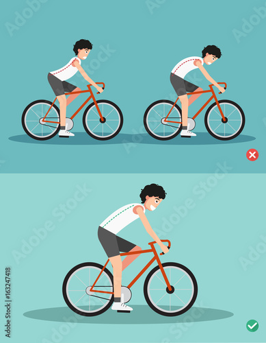 Best and worst positions for riding bike ,body posture,illustration