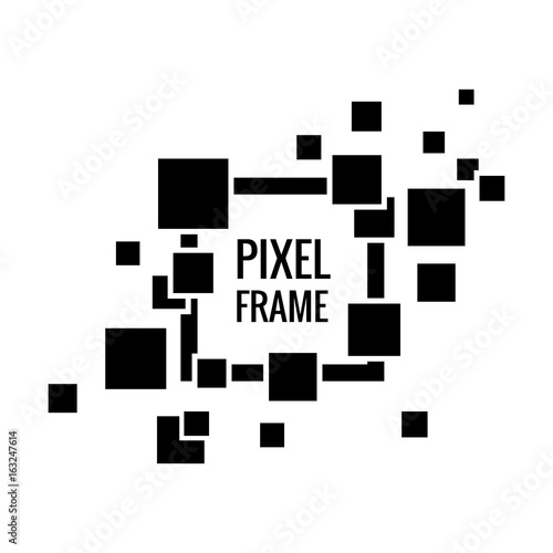 Digital vector black quote pixel frames box set blank template with print information design icon, empty citation, flat style