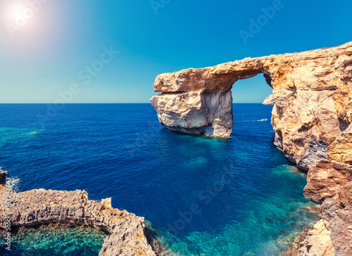 Foto Location place Azure Window, Gozo island, Dwejra. Malta, Europe.