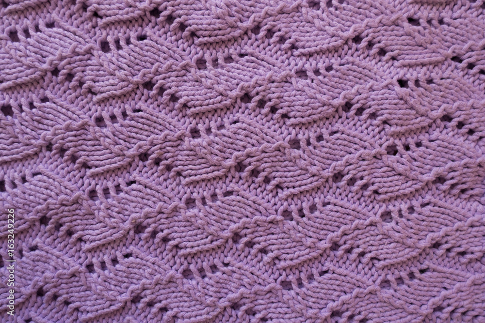 Thick handmade knitted lavender lace from above