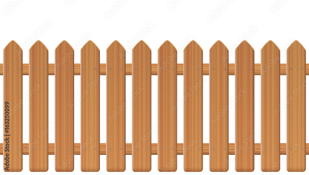 Picket fence, wooden textured, rounded edges - seamless extendable to endless pattern - isolated vector illustration on white background. Picket fence, wooden textured, rounded edges - seamless extendable to endless pattern - isolated vector illustration on white background.
