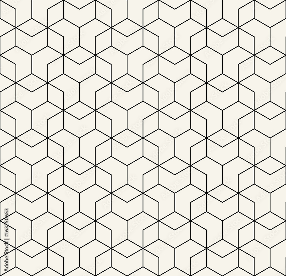 seamless geometric line grid vector cubes pattern