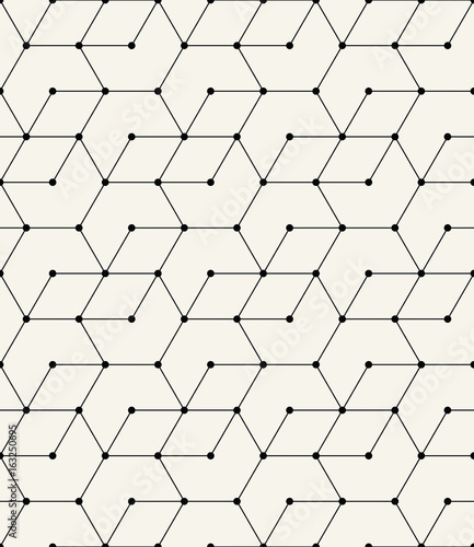 seamless geometric line grid vector hexagon pattern
