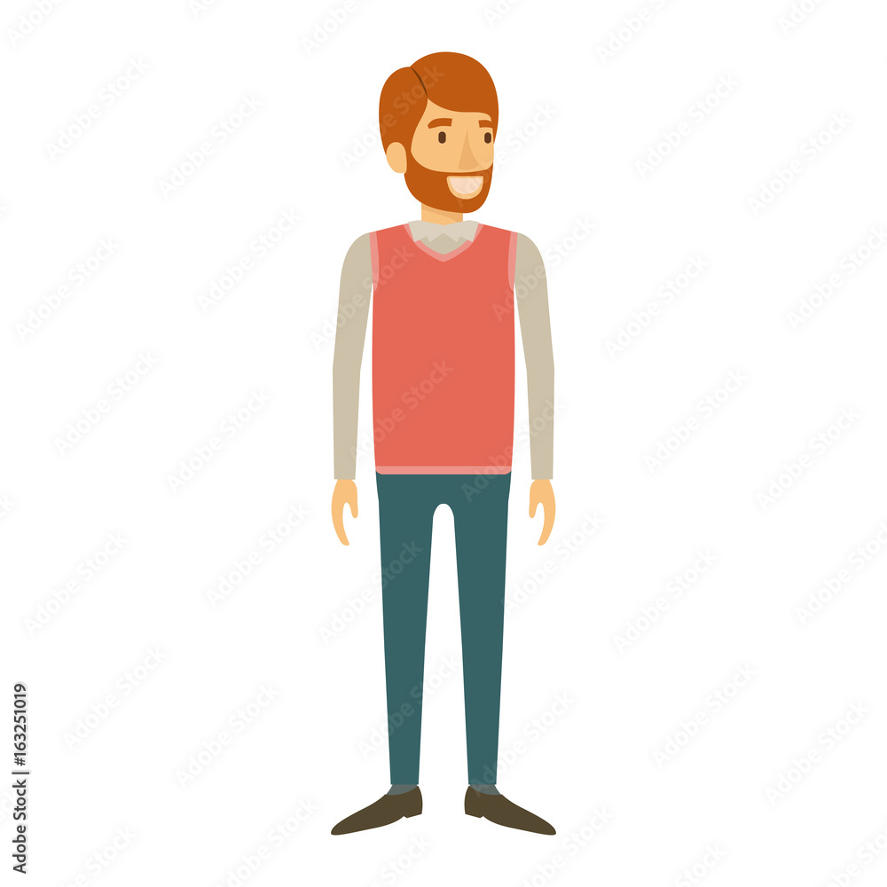 colorful silhouette of man standing with red hair and beard in formal clothes vector illustration colorful silhouette of man standing with red hair and beard in formal clothes vector illustration