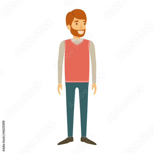 colorful silhouette of man standing with red hair and beard in formal clothes vector illustration
