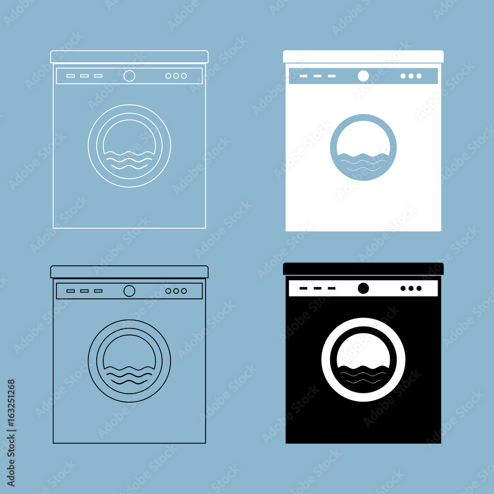 Washing machine the black and white color icon . Washing machine the black and white color icon .