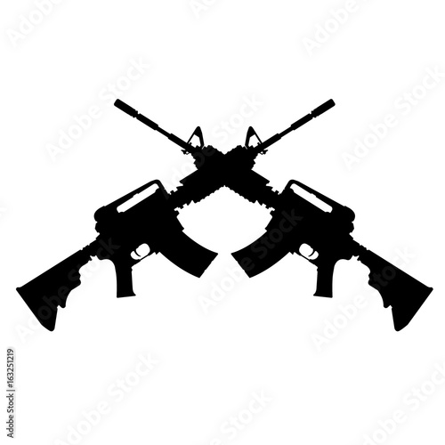Crossed Assault Rifles.

Vector illustration Silhouette of automatic rifles.
