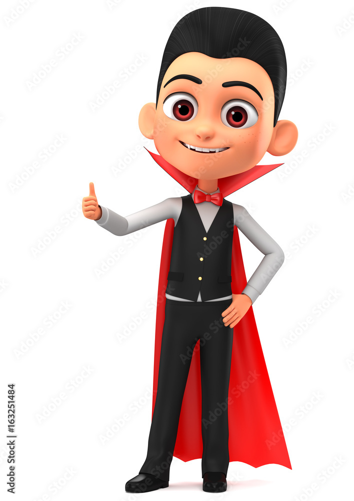 Vampire shows thumbs up. Halloween icon isolated no background. 3D rendering illustration. Vampire shows thumbs up. Halloween icon isolated no background. 3D rendering illustration.
