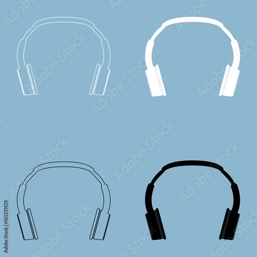 Headphones  the black and white color icon .