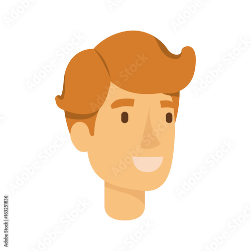colorful silhouette of redheaded man face vector illustration