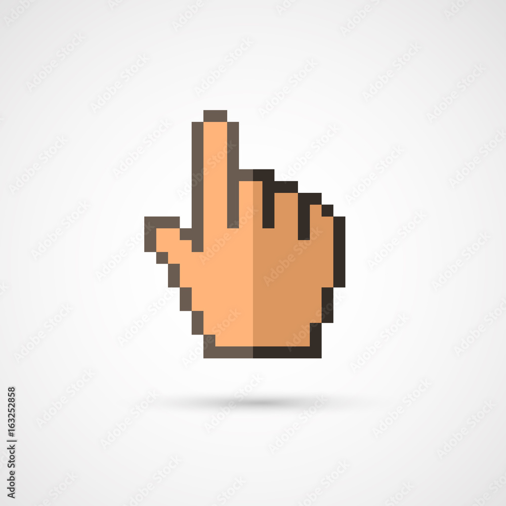 Pixel cursor icon - Cursor hand.Vector Illustration. Pixel cursor icon - Cursor hand.Vector Illustration.