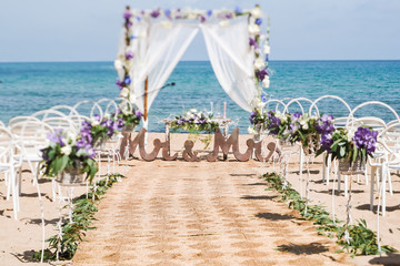 Wedding setup on beach