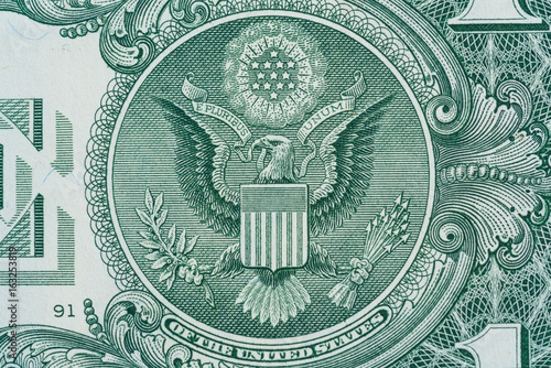 one dollar bill reverse macro - great seal of the United States on American dollar bill