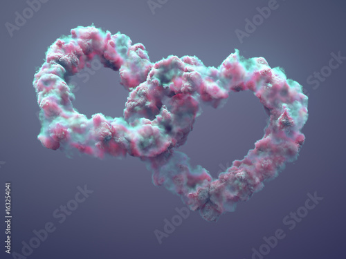Abstract 3d rendering. Clouds looks like a two hearts