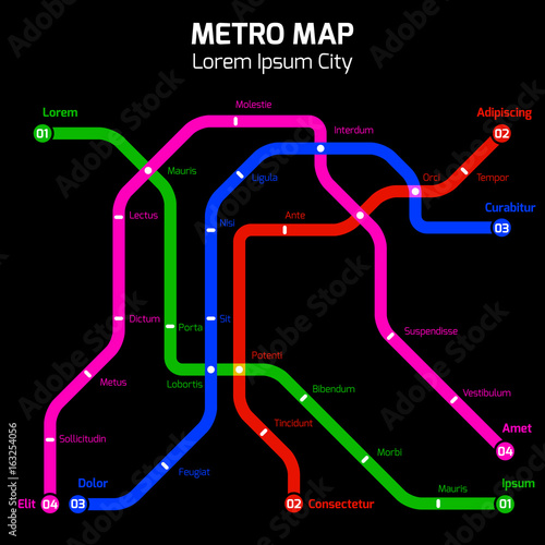 Colors metro or subway city map concept