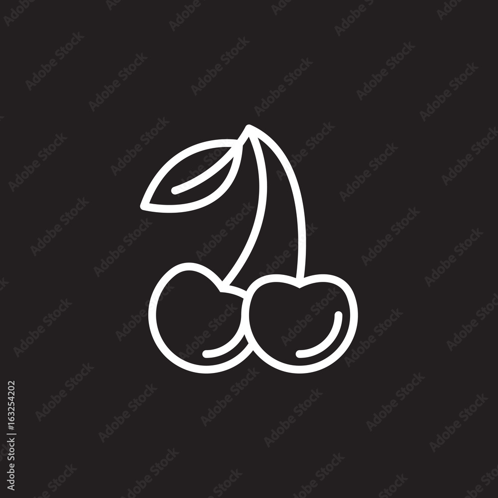 Cherry line icon, outline vector sign, linear pictogram isolated on black. logo illustration Cherry line icon, outline vector sign, linear pictogram isolated on black. logo illustration
