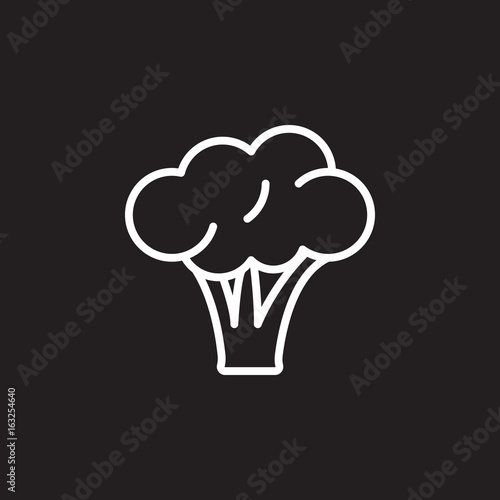 Broccoli line icon, outline vector sign, linear pictogram isolated on black. logo illustration