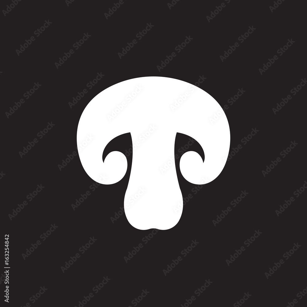 mushroom icon vector, filled flat sign, solid pictogram isolated on black, logo illustration