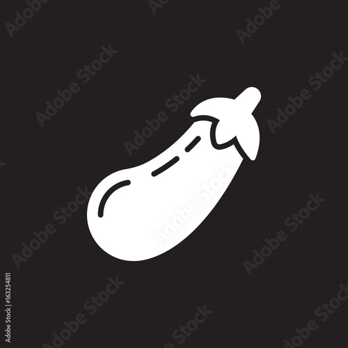 Eggplant, aubergine icon vector, filled flat sign, solid pictogram isolated on black, logo illustration