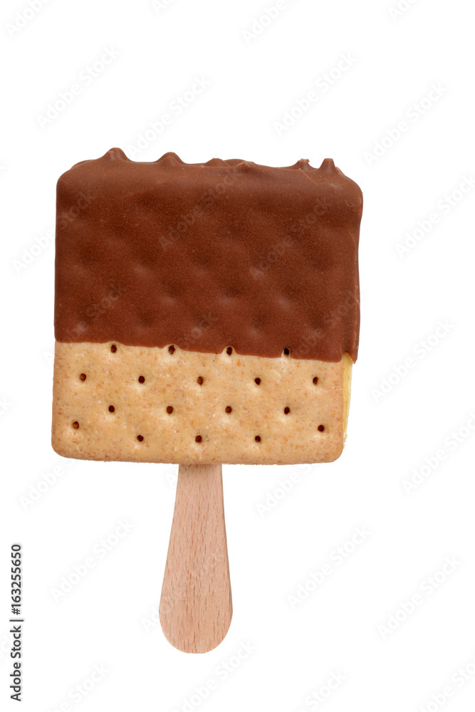 chocolate dipped ice cream sandwich on a popsicle stick chocolate dipped ice cream sandwich on a popsicle stick