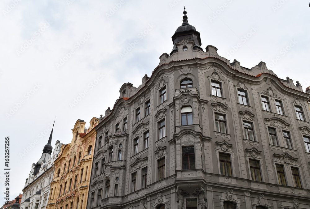 Ancient buildings, an example of Bohemian architecture in Prague in Czech Republic