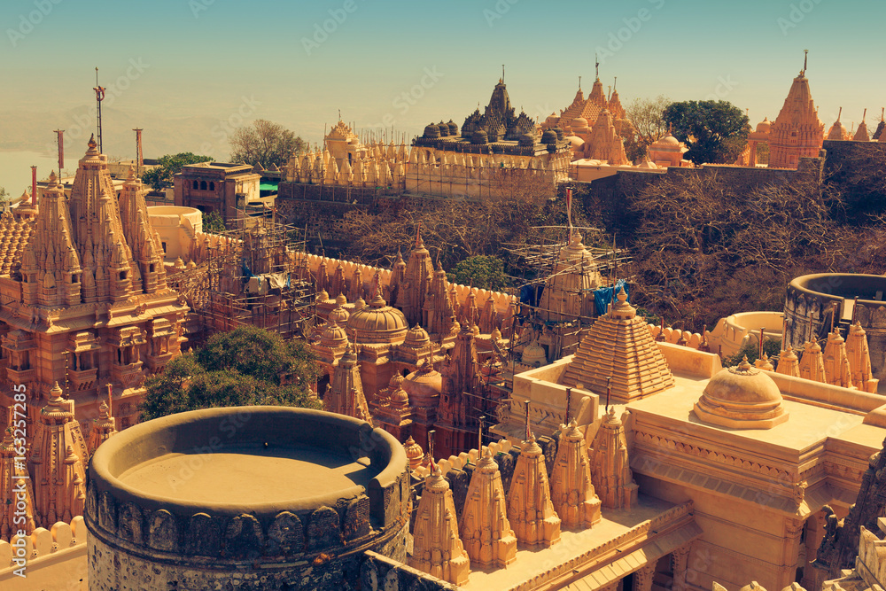 Jain temple complex on top of Shatrunjaya hill. Palitana (Bhavnagar
