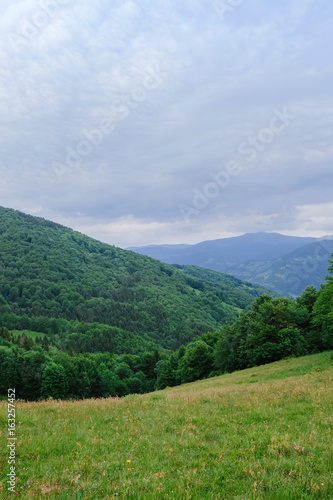Beautiful landscape in Carpathian mountains, Amazing summer view in cloudy mountains, Ukraine