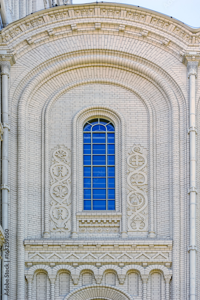 Bas-relief of the facade of the Naval Cathedral in Kronstadt, Russia