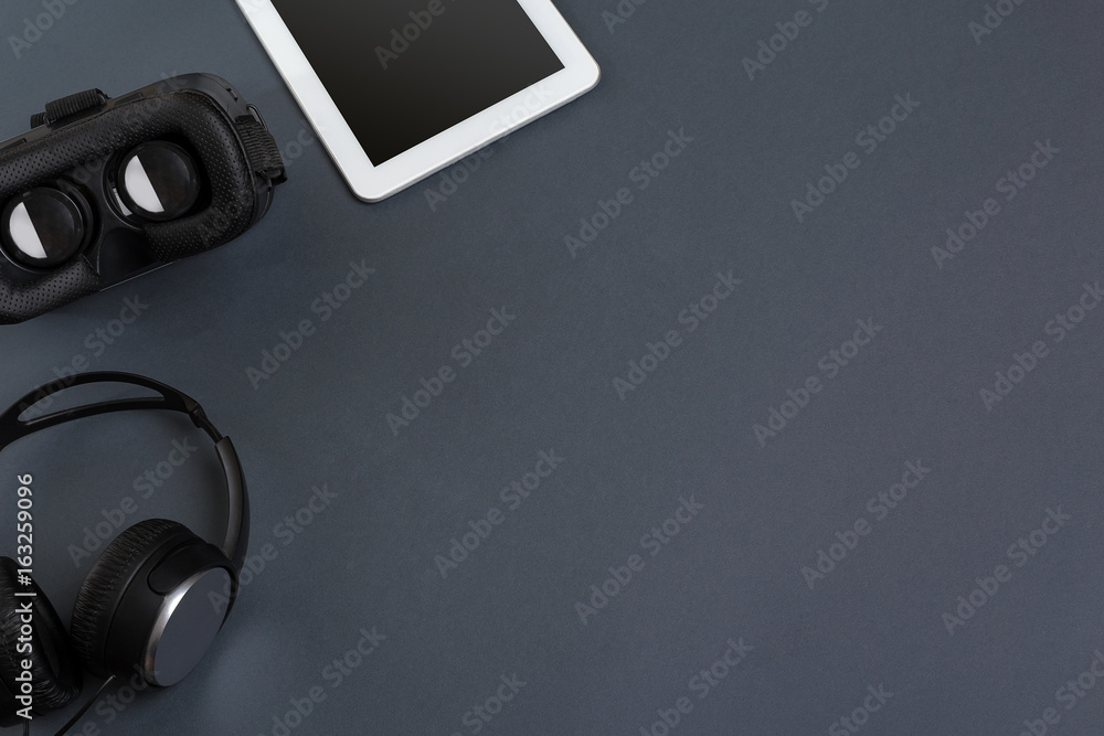Virtual reality headset. Top view Virtual reality headset. Top view
