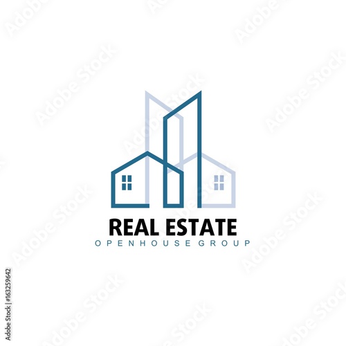 Logo template real estate, apartment, condo, house, rental, business. brand, branding, logotype, company, corporate, identity. Clean, modern and elegant style design.