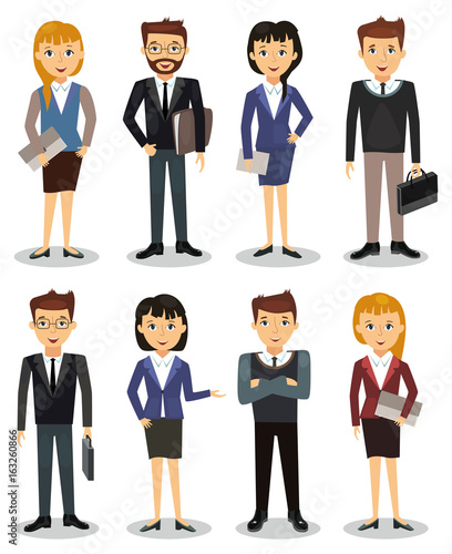 Business people, group of office workers vector