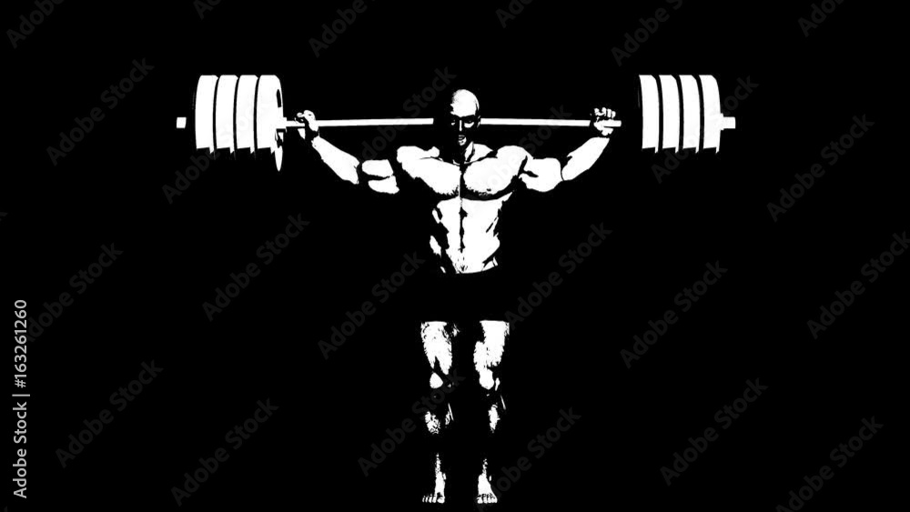 Bodybuilder lifting a barbell. Art. Alpha channel. Alpha matte. 4K. Bodybuilder lifting a barbell. Art. Alpha channel. Alpha matte. 4K.