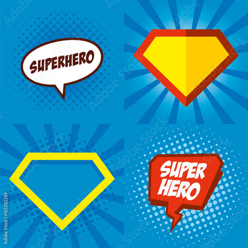 Superhero logo, pop art background