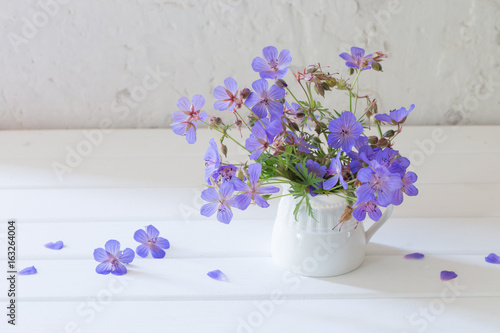flowers in jug on white background