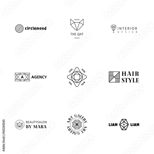 Minimal logo set with different black designs
