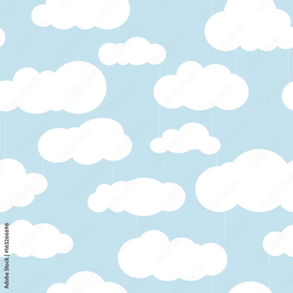 Seamless square pattern with clouds and rain