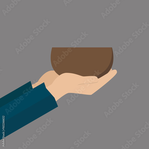 Hands of beggar with bowl
