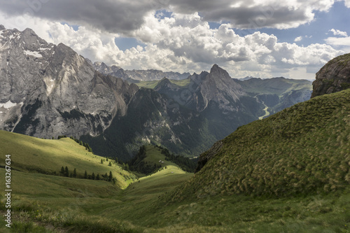 Beautiful scenery of the great mountain peaks. Dolomites. Italy.