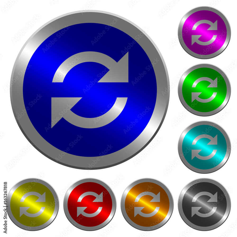 Refresh arrows luminous coin-like round color buttons Refresh arrows luminous coin-like round color buttons