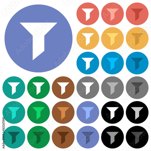 Filter round flat multi colored icons
