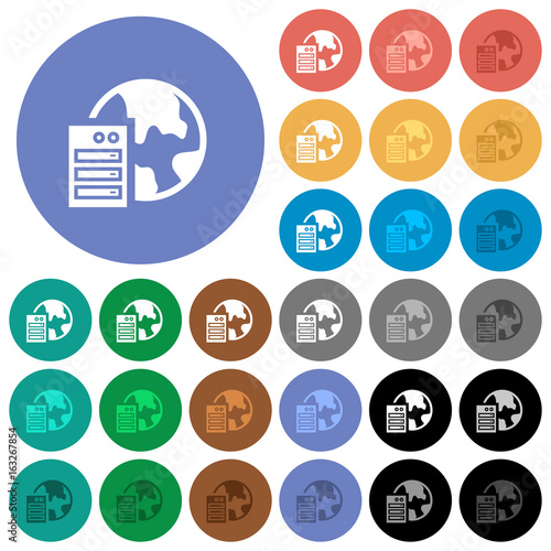 Web hosting round flat multi colored icons