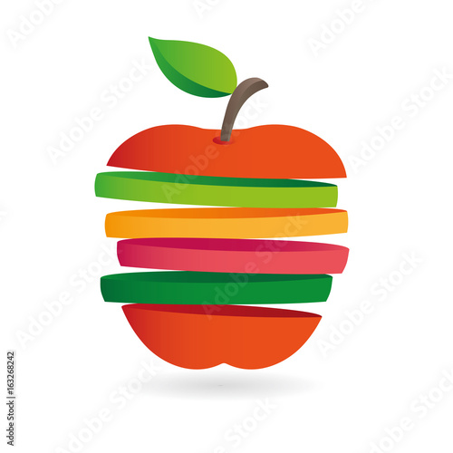 Fresh fruit slices, colorful vector illustrations icon
