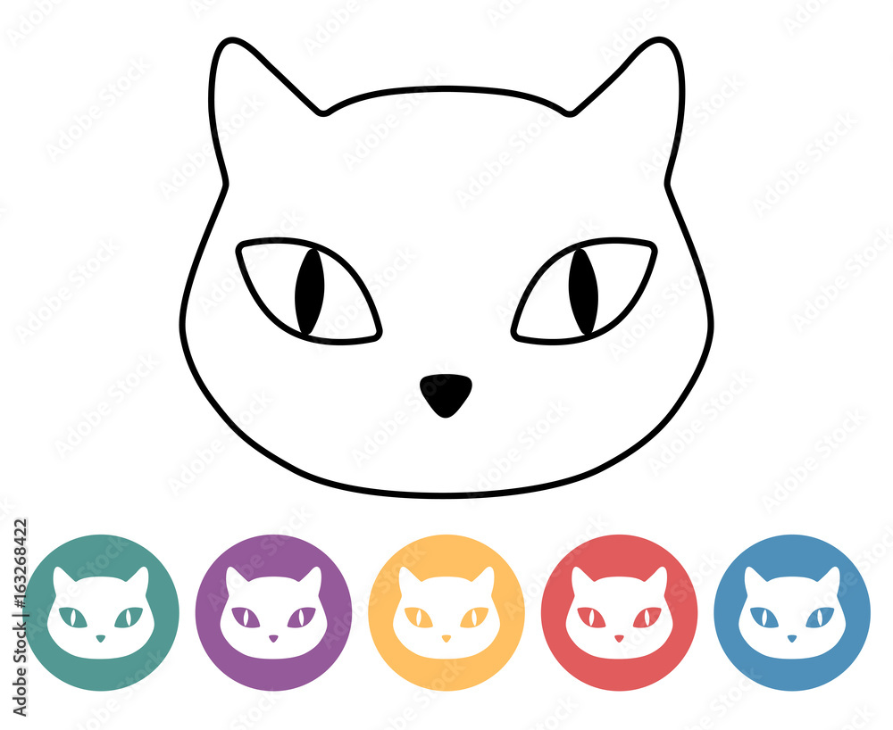 Cat head icons set Cat head icons set