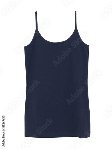 Obraz na plátne Navy blue underwear sleeveless empty t shirt camisole isolated on white