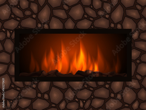 Vector fireplace made of stone
