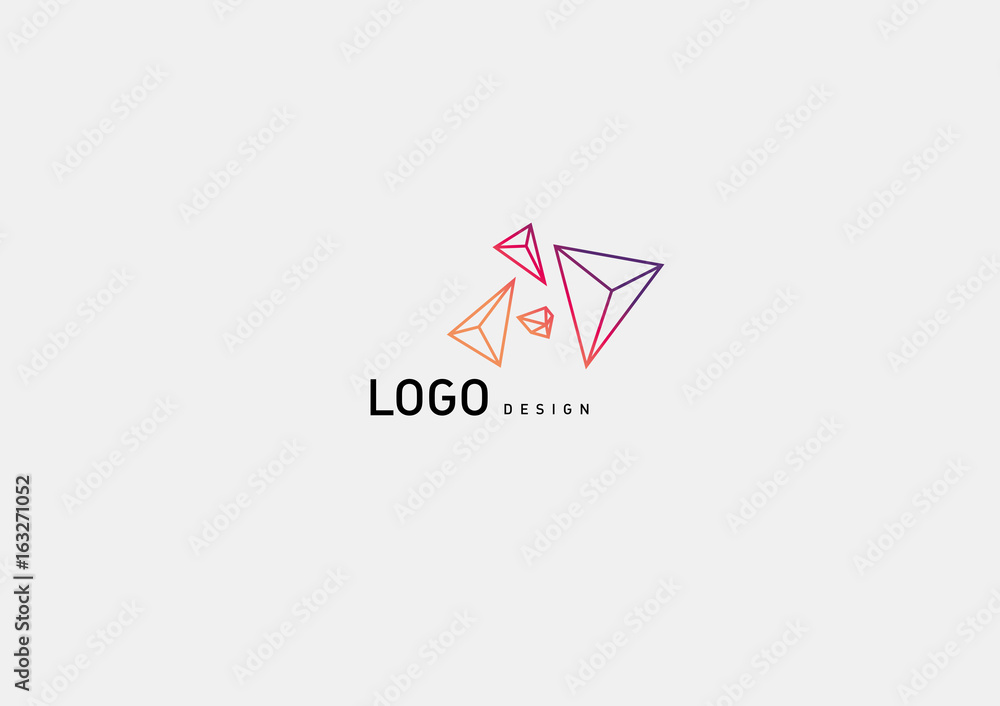 Naklejka premium Creative logo multicolored geometric crystals