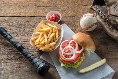 baseball food chicken burger