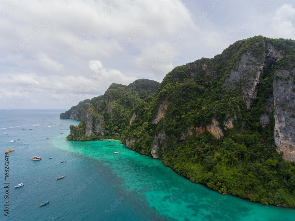 Drone View of PhiPhi Island Thailand 