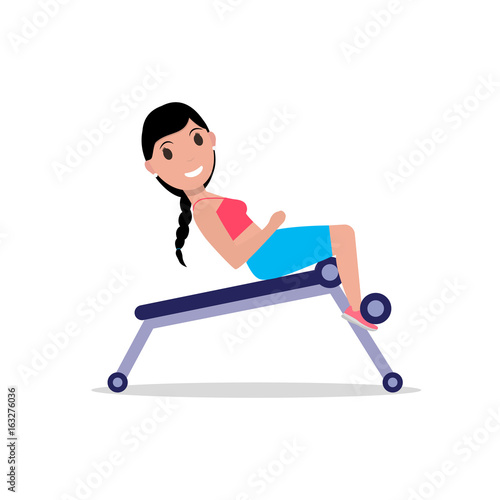 Vector girl swinging a press training apparatus
